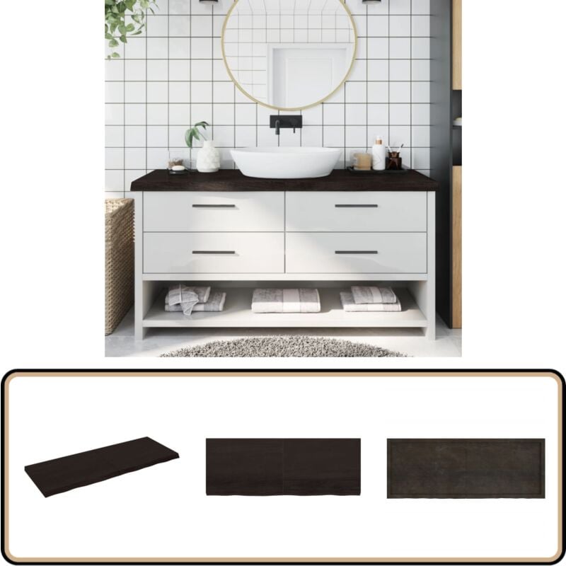 Vidaxl - Comptoir de salle de bain marron foncé bois massif traité - Comptoir Salle De Bain - Comptoir Bois - Plan De Travail Salle De Bain - Meubles