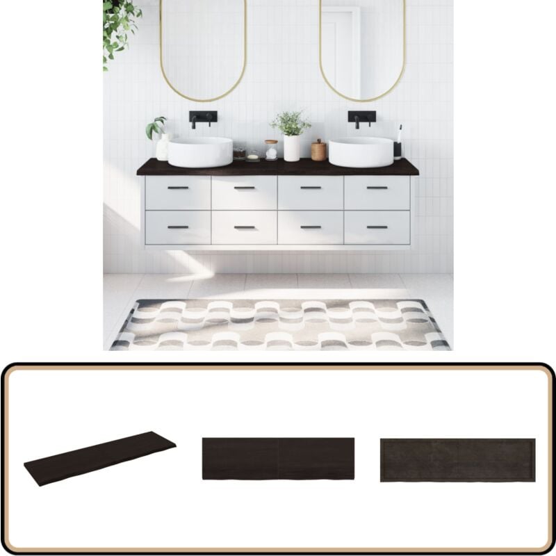Vidaxl - Comptoir de salle de bain marron foncé bois massif traité - Comptoir Salle De Bain - Comptoir Bois - Plan De Travail Salle De Bain - Meubles
