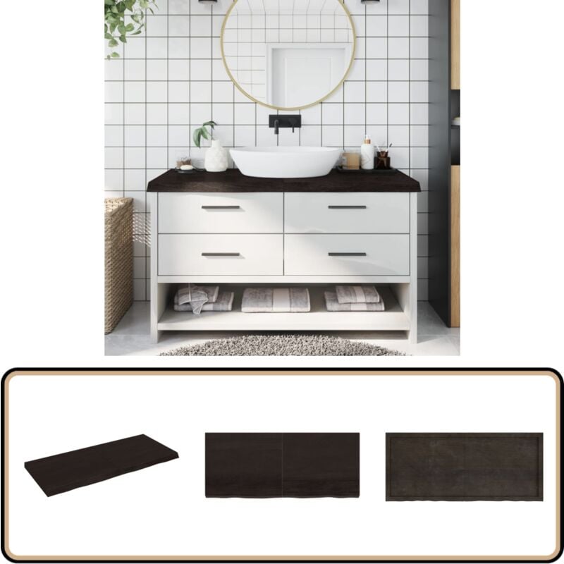 Vidaxl - Comptoir de salle de bain marron foncé bois massif traité - Comptoir Salle De Bain - Comptoir Bois - Plan De Travail Salle De Bain - Meubles