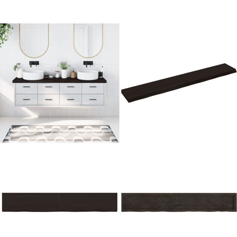 Comptoir de salle de bain marron foncé bois massif traité - Comptoir Salle De Bain - Comptoir Bois - Plan De Travail Salle De Bain - Meubles Salle De