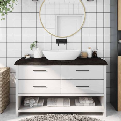 Comptoir de salle de bain marron foncé bois massif traité vidaXL