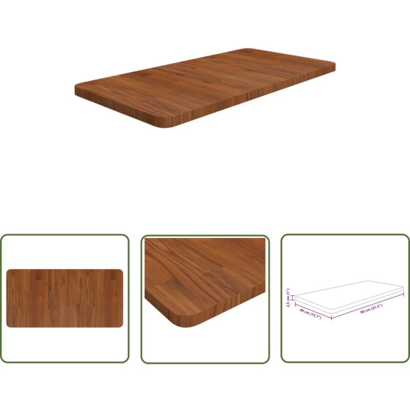 Maison Chic - The Living Store Comptoir de salle de bain Marron foncé 80x40x2,5 cm Bois traité - Comptoir Salle De Bain - Dessus De Table - Meuble