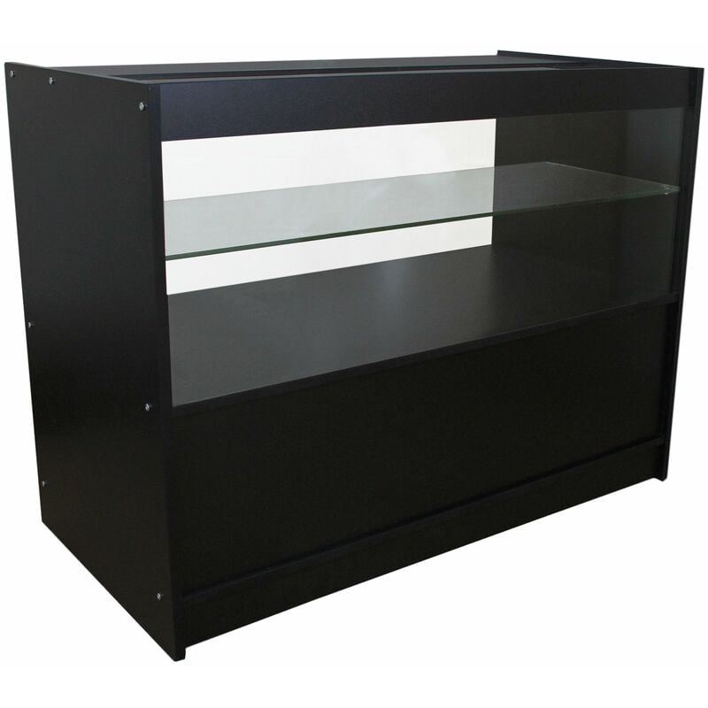Monster-shop - Comptoir de Vente Noir Vitrine C1200 120 cm x 90 x 60 cm mdf épais - Parfait pour tout commerces, Magasin, Réception, Acceuil