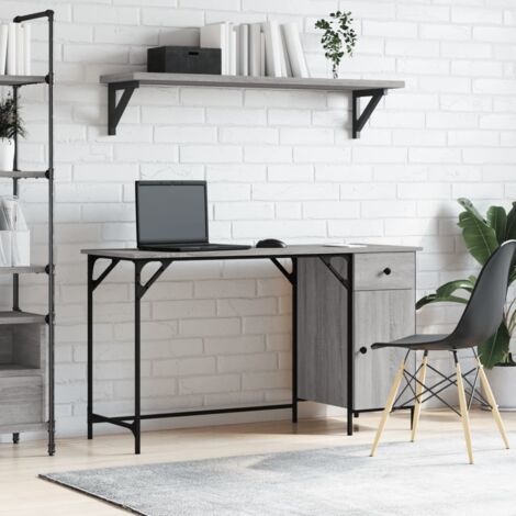 Computer Desk Grey Sonoma 131x48x75 cm Engineered Wood vidaXL