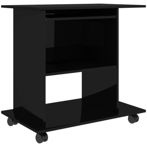 Computer Desk High Gloss Black 80x50x75 cm Chipboard