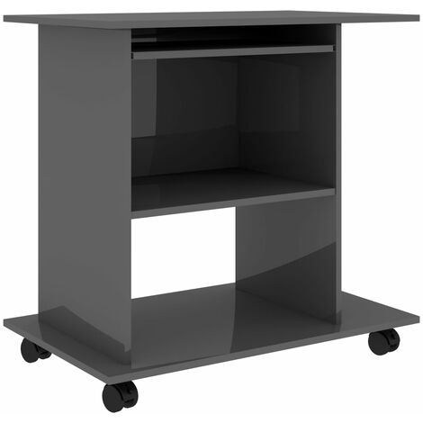 Computer Desk High Gloss Grey 80x50x75 cm Chipboard