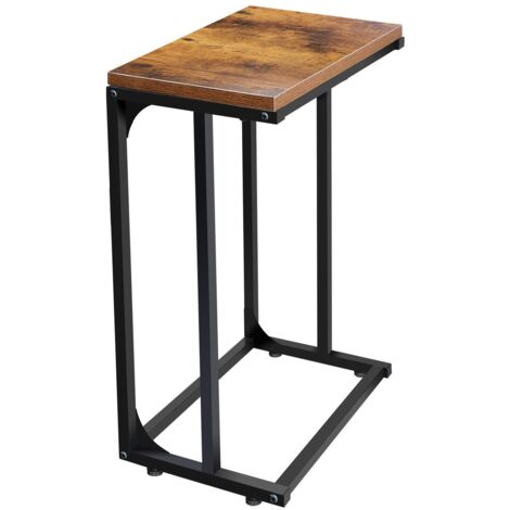 Computer Desk Side Table Metal Modern Rustic Top Black Frame Coffee Sofa Bed