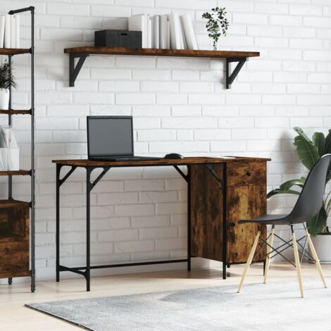 Computer Desk Smoked Oak 131x48x75 cm Engineered Wood vidaXL