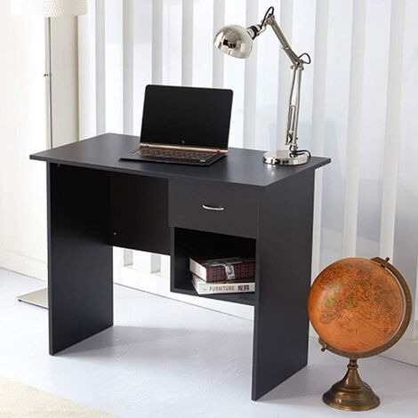 Computer Desk with Drawer and Open Storage Space - Black
