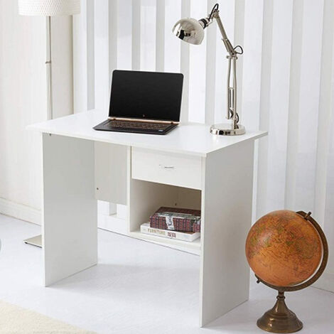 Computer Desk with Drawer and Open Storage Space - White