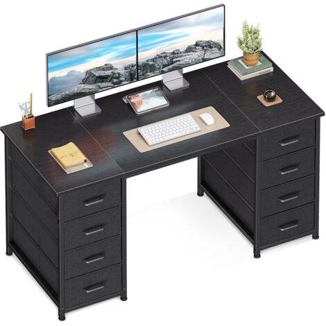 Computer Desk with Fabric Drawers,  Modern Office Desk with Storage, PC Study Table for Home Office, Bedroom and Living Room