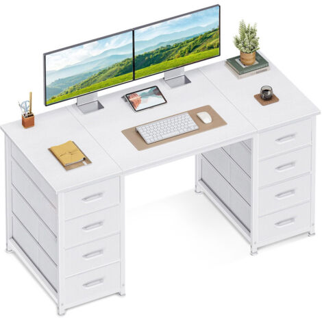 Computer Desk with Fabric Drawers,  Modern Office Desk with Storage, PC Study Table for Home Office, Bedroom and Living Room