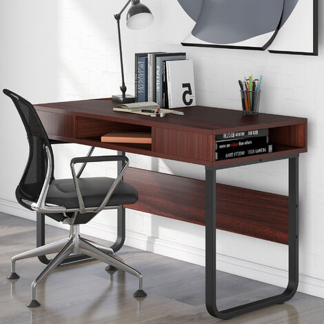 Computer Desk Work Table with 3 Shelves for Office and Home Steel Frame Industrial Style