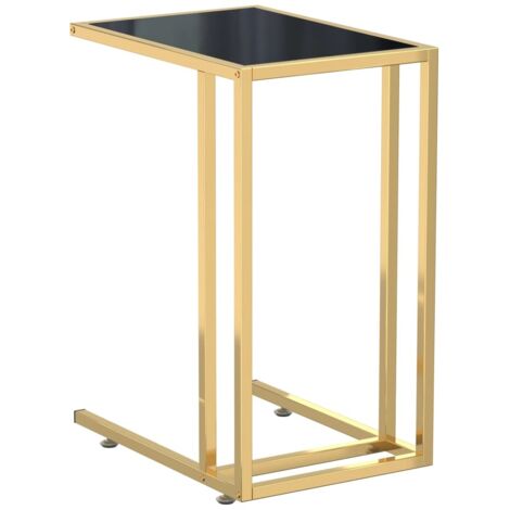 Computer Side Table Black 50x35x65 cm Tempered Glass vidaXL