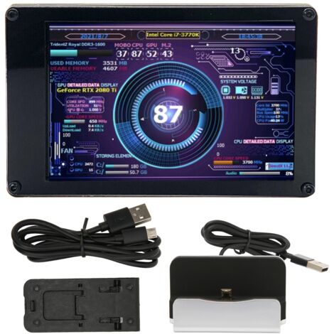Computer-Temperaturmonitor, 3,5-Zoll-Mini-IPS-USB-Bildschirm, AIDA64-kompatibel, dynamische Anzeige von CPU- und RAM-Daten, PC-Sensorpanel