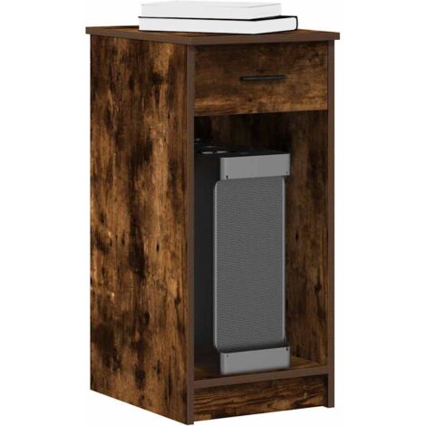 Computer Tower Stand with Drawer Smoked Oak 35x45x77 cm vidaXL