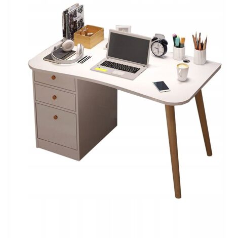 Computertisch für zu Hause oder Büro, weiße Schubladen, Tisch 100 cm, skandinavisch