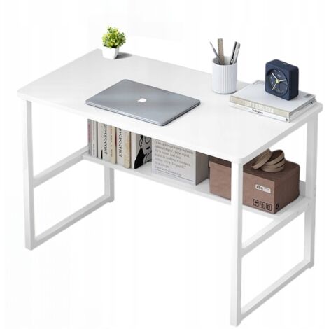 Computertisch Loft weiß Jugendtisch mit Regal modern 100 cm