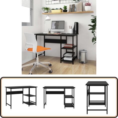 Computertisch Schwarz 105x55x72 cm MDF und Metall - PC-Tisch - Schreibtisch - Bürostuhl - Home Office - Schwarz