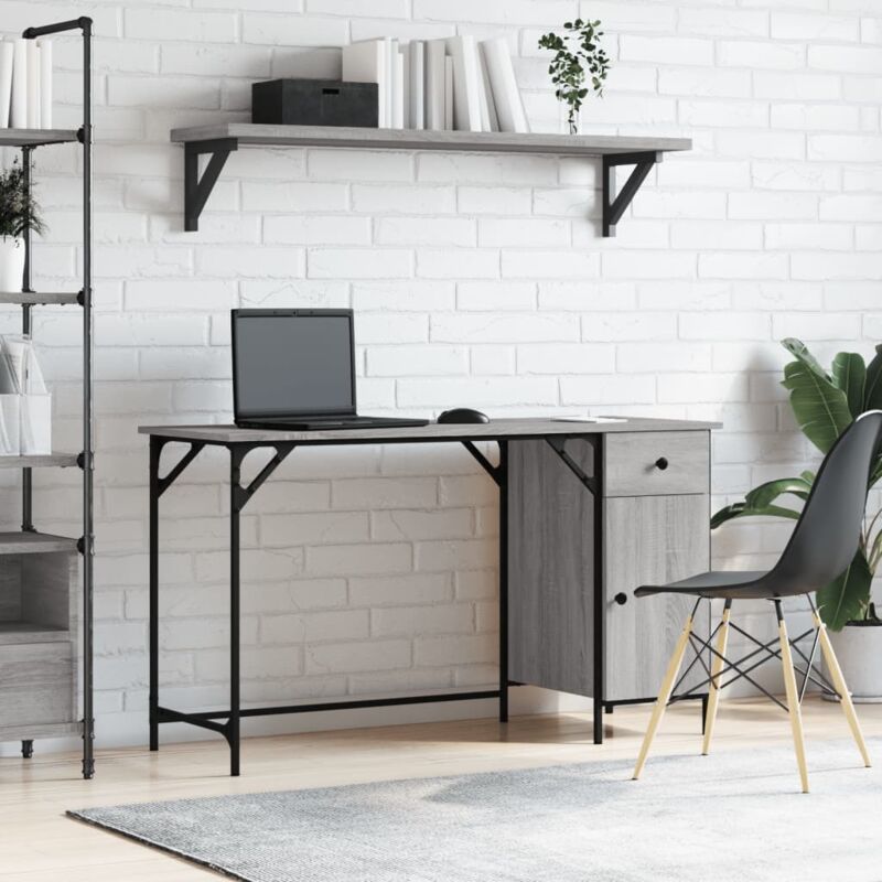 Computertisch Grau Sonoma 131x48x75 Cm Holzwerkstoff Vidaxl