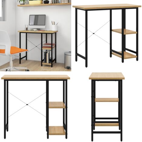 Computertisch Schwarz und Eiche Hell 80x40x72 cm MDF und Metall - PC-Tisch - Schreibtisch - Bürostuhl - Home Office - Industrielles Design - Home & Living