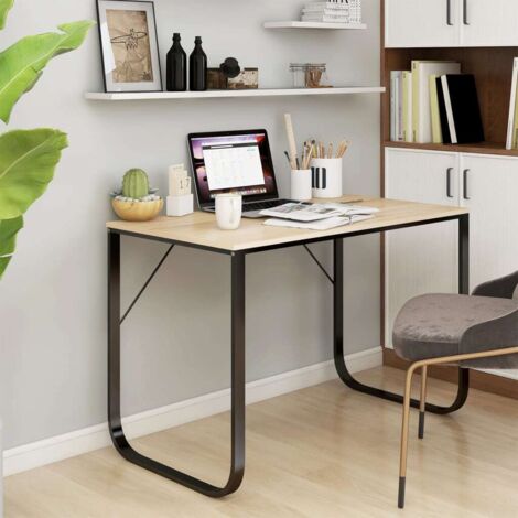 Computertisch Schwarz und Eiche-Optik 110x60x73cm Holzwerkstoff vidaXL
