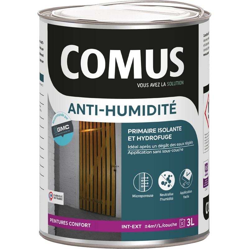 Peinture anti-humidite 3L - Primaire et finition hydrofuge Comus