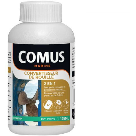 Comus – Convertisseur de rouille 125ml – Solution acide minérale pour métaux ferreux – Rendement 10 à 15m²/L – Barrière chimique protectrice