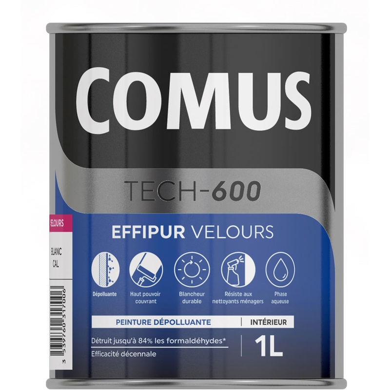 Comus Effipur Velours Blanc 1l Peinture Depolluante Mur Et Plafond Pour Ameliorer La Qualite De L Air Interieur 6206 10 Ffffff