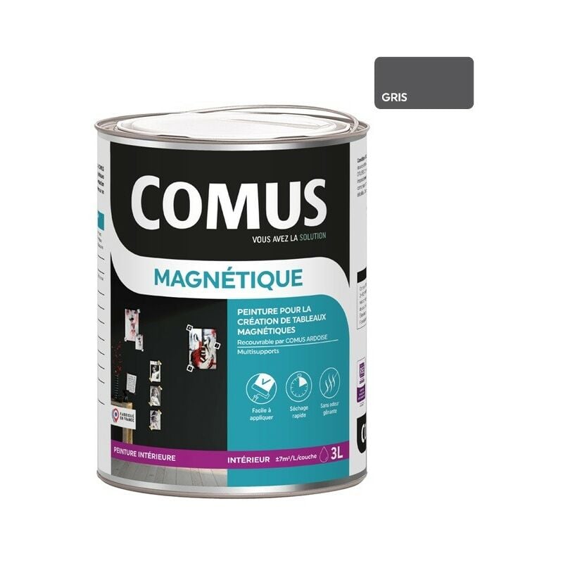 Peinture magnétique Gris 3L - Peinture pour la création de tableaux magnétiques Comus