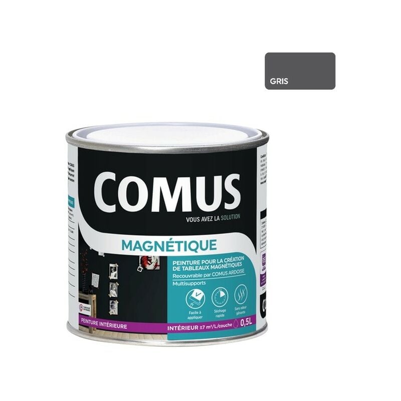 Peinture magnétique Gris 0.5L - Peinture pour la création de tableaux magnétiques Comus