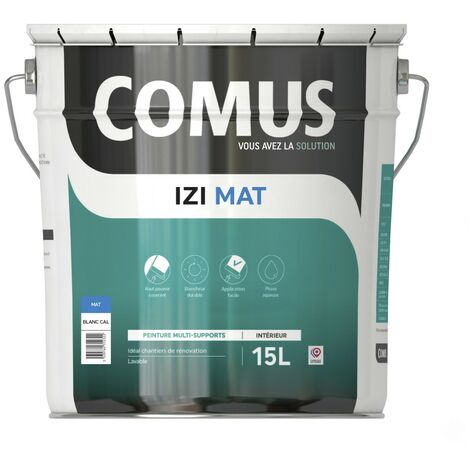 Comus – Peinture acrylique blanche 15L – Aspect mat – Garnissante et couvrante – Résistance au lavage – Pour murs en plâtre et bois - MAT 15 L