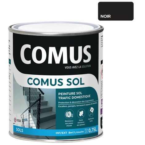 Comus – Peinture alkyde uréthane gris ciment 0.75L – Finition satinée pour sols intérieurs et extérieurs – Trafic domestique et commercial modéré - 75LPeinture
