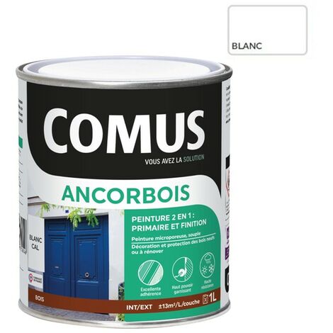 Comus – Peinture microporeuse 1L pour bois extérieur – Aspect satiné – Excellente résistance aux intempéries et UV – Non jaunissante