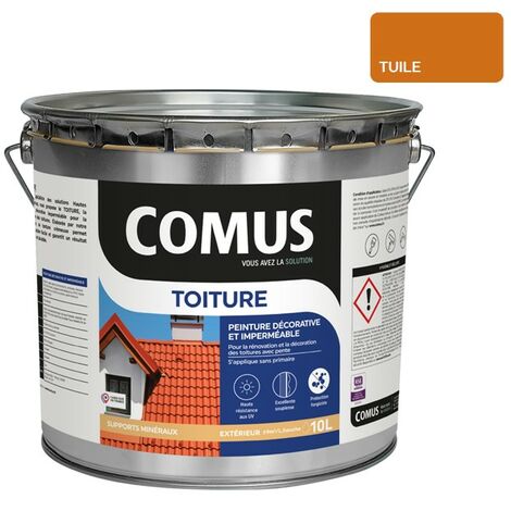 Comus – Peinture toiture 10L imperméable – Aspect mat-velouté – Taux d'élasticité 400% – Résistance UV – Pour tuiles, ciment et ardoises