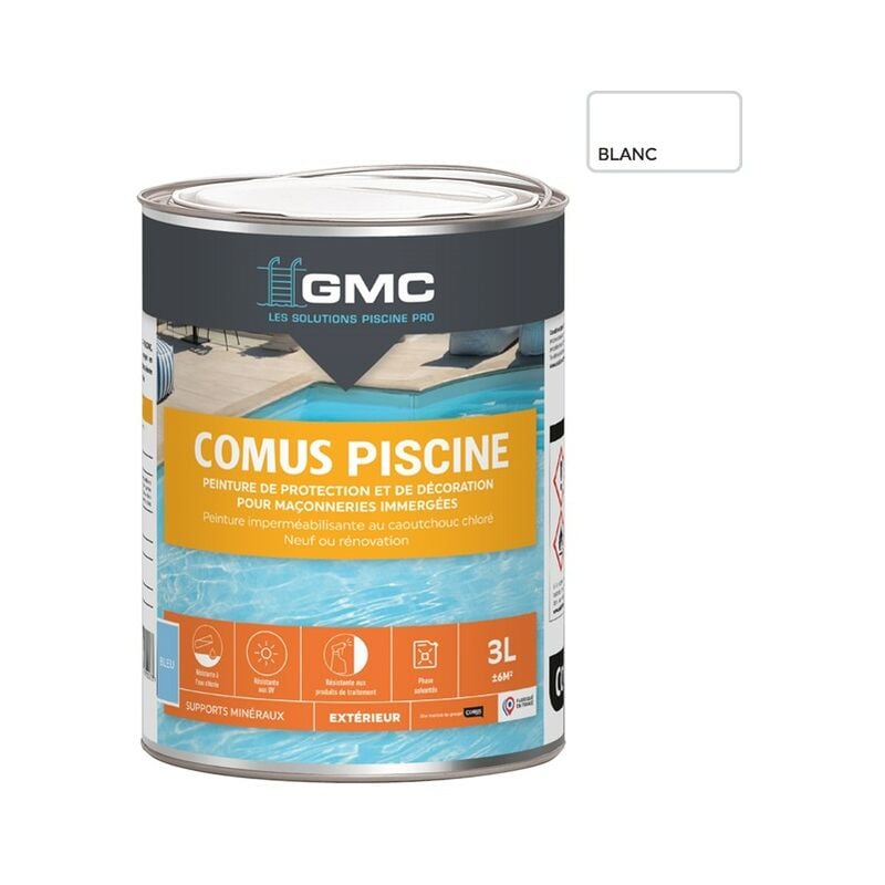 Comus - piscine gmc - Blanc 3L - Peinture pour piscines et maçonnerie en immersion