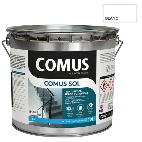 COMUS SOL BLANC 10L Peinture pour sols intérieurs et extérieurs, trafic domestique