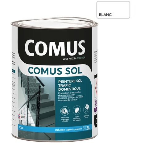 COMUS SOL BLANC 3L Peinture pour sols intérieurs et extérieurs, trafic domestique