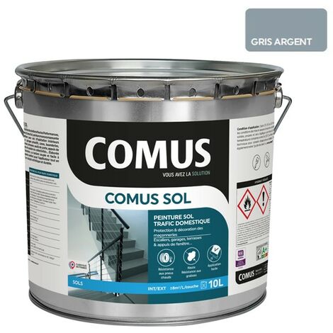 COMUS SOL GRIS ARGENT 10L Peinture pour sols intérieurs et extérieurs. trafic domestique