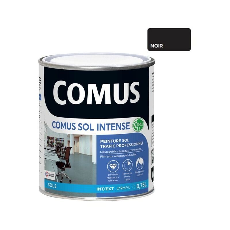 Sol intense noir 0.75L Peinture sols intérieurs et extérieurs. trafic intense/professionnel - Comus