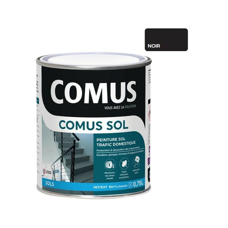Sol noir 0.75L Peinture pour sols intérieurs et extérieurs. trafic domestique - Comus