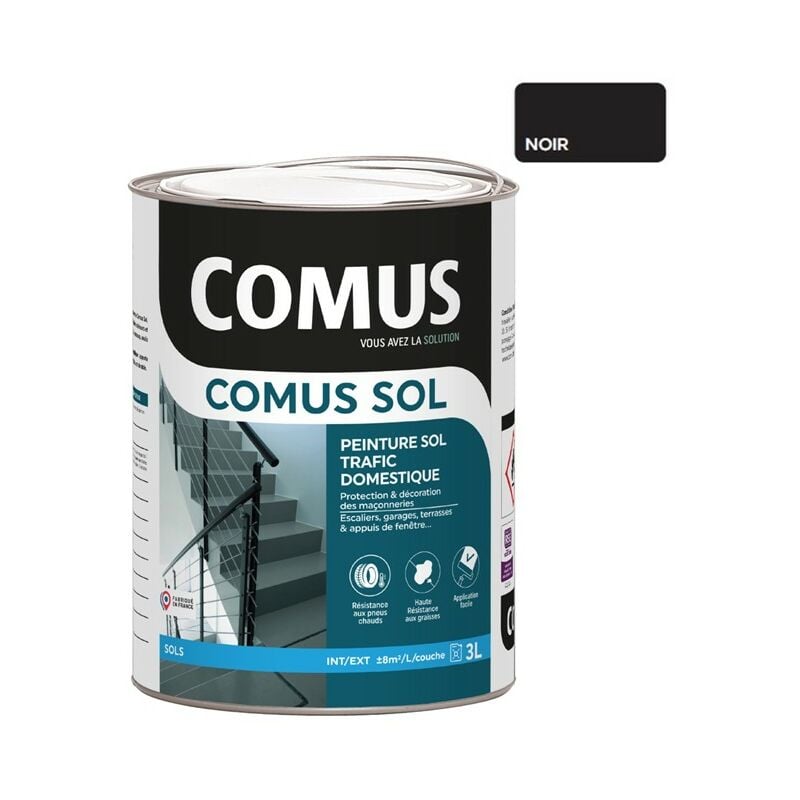 Sol noir 3L Peinture pour sols intérieurs et extérieurs. trafic domestique - Comus