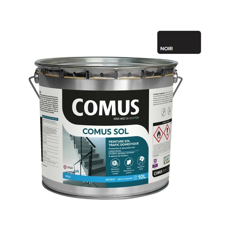 Sol noir 10L Peinture pour sols intérieurs et extérieurs. trafic domestique - Comus