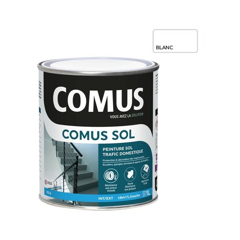 Comus - sol blanc 1L Peinture pour sols intérieurs et extérieurs, trafic domestique