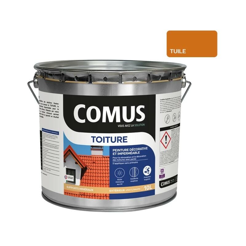 Toiture - Tuile 10L - Peinture décorative imperméable pour la rénovation des toitures - Comus