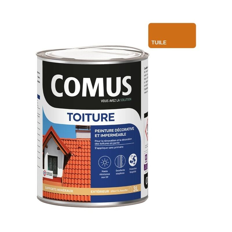 Toiture - Tuile 3L - Peinture décorative imperméable pour la rénovation des toitures - Comus