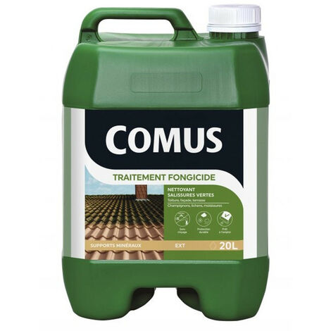 Comus – Traitement anti-mousse et algicide 20L – Nettoyant fongicide pour toitures, murs et façades – Sans chlore, non corrosif