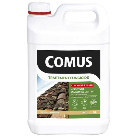 Comus – Traitement antimousse concentré 5L – Algicide pour toiture, mur et sol – Efficace contre mousses et lichens – Sans rinçage