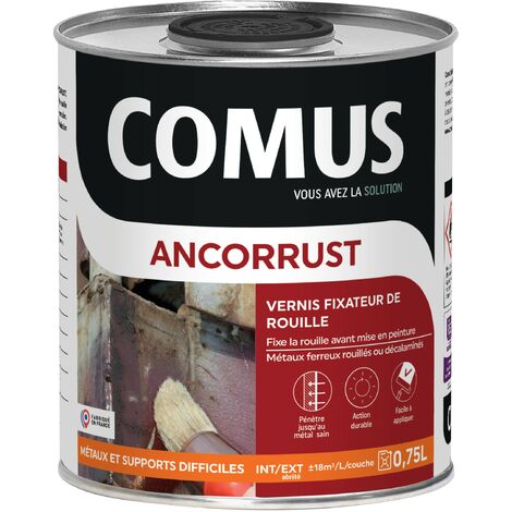 Comus – Vernis fixateur de rouille 0.75L – Incolore pour métal et bois – Action durable avant peinture – Application au pistolet airless