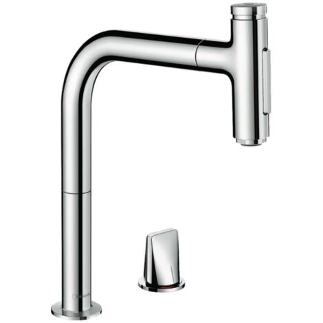 con doccetta cucina 2 fori 200, con doccetta estraibile 2 getti, cromata sBox